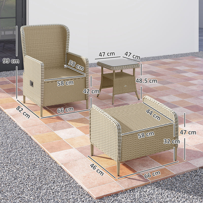 Five Piece Reclining Rattan Garden Chair Set in Light Grey with Cushions by Outsunny