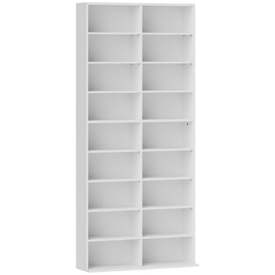 White Tall CD Storage Tower Holds 640 Discs Freestanding Media Rack by HOMCOM