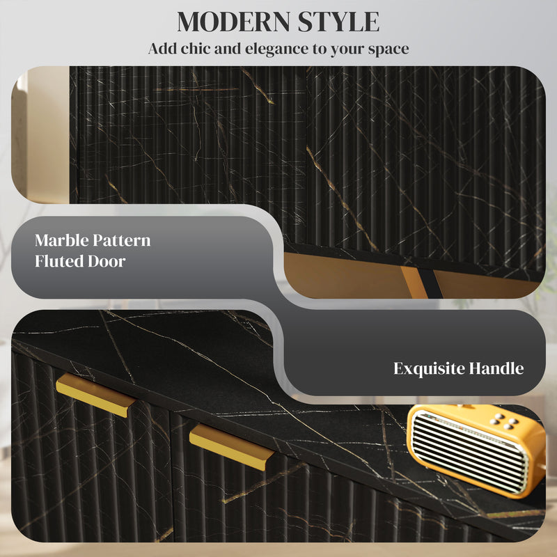 Black Marble Effect TV Stand for up to 70 Inch TVs With Shelves and Storage by HOMCOM