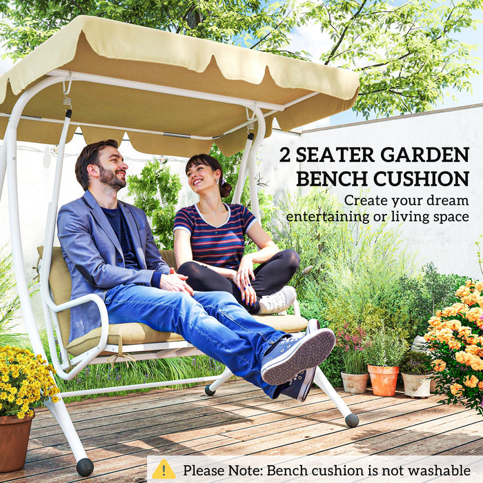 Khaki Two Seater Bench Cushion for Outdoor and Garden Seating by Outsunny