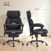 Massage Office Chair with Lumbar Heat and Reclining Back for Desk Comfort Black AOSOM