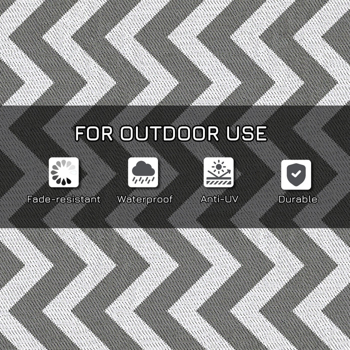 Grey and White Reversible Outdoor Rug 1.2 x 1.8m Waterproof Plastic Mat for Garden Camping Beach by Outsunny