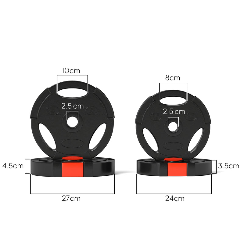 15kg Barbell Weight Plates Set for Strength Training and Home Gym Workouts Black AOSOM