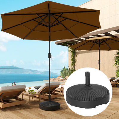 Fillable Parasol Base for Stable Outdoor Shade, Fit 32-38mm Poles, Fill With Water or Sand, Black Outsunny