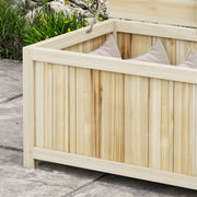 172L Outdoor Wooden Storage Box For Garden Tools And Cushions, Natural Wood AOSOM