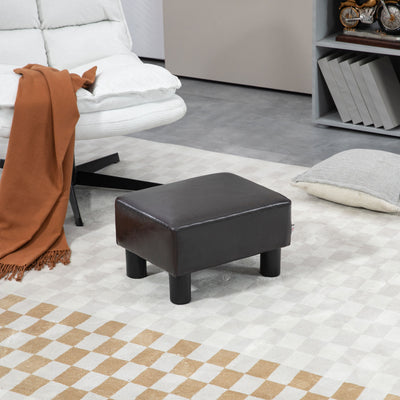 PU Leather Ottoman Footstool Cube with Sturdy Legs for Living Room Comfort, Brown
