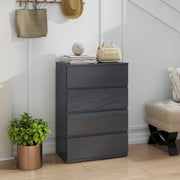 Modern 4 Drawer Chest of Drawers With High Gloss Finish For Bedroom Storage Grey AOSOM