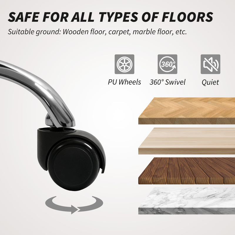 Armless Swivel Office Chair with Adjustable Height for Home or Vanity Use, White