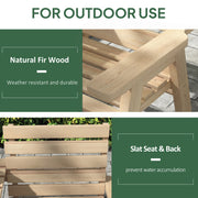 Wooden Garden Bench With Lifting Central Table for Outdoor Relaxing Natural Finish Outsunny