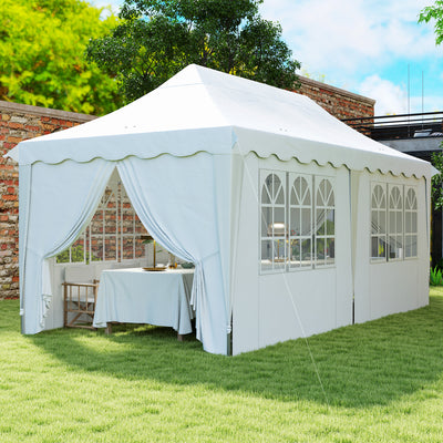 White 3 x 6m Pop Up Gazebo With Sides UPF50+ Adjustable Marquee Tent With Carry Bag by Outsunny