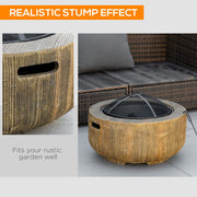 Garden Fire Pit with Spark Guard and Handles for Safe Outdoor Heating Light Brown AOSOM