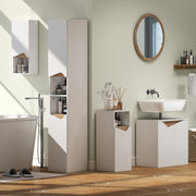 Tall Slim Bathroom Storage Cabinet with Shelves and Double Doors for Small Spaces White AOSOM