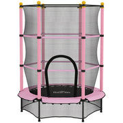 Kids 4.6ft Trampoline With Safety Enclosure For Indoor And Outdoor Play Pink AOSOM