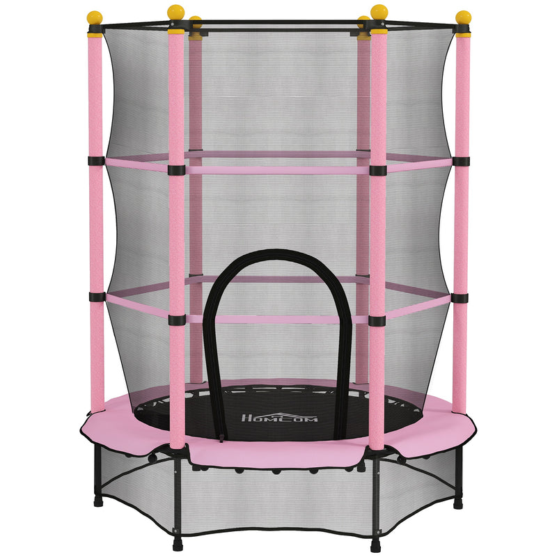 Kids 4.6ft Trampoline With Safety Enclosure For Indoor And Outdoor Play Pink AOSOM