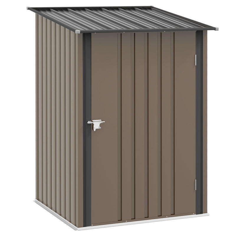 Brown and Grey Lean To Steel Garden Storage Cabinet 3.3 x 3.4ft With Lockable Door for Secure Storage