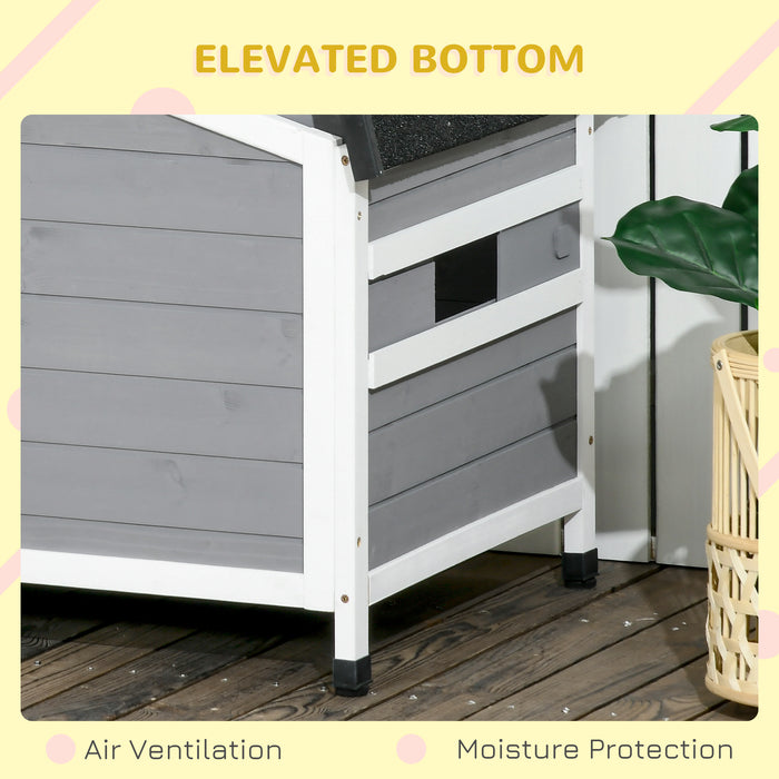 Grey Wooden Dog Kennel for Medium Dogs Weatherproof Outdoor Shelter 97L x 72W cm by PawHut