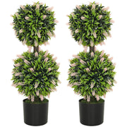 Set of 2 Artificial Ball Trees with Pink Lavender Flowers 70cm by HOMCOM