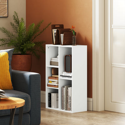 White 2 Tier Bookshelf with 5 Storage Compartments for Home or Office by HOMCOM