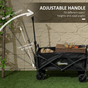 Black 62L Heavy Duty Folding Festival Trolley With Wheels and Adjustable Handle by Outsunny