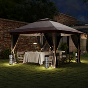 3.6 x 3.6m Pop Up Gazebo with Mesh Sides, Carry Case, Weight Bags, Beige by Outsunny