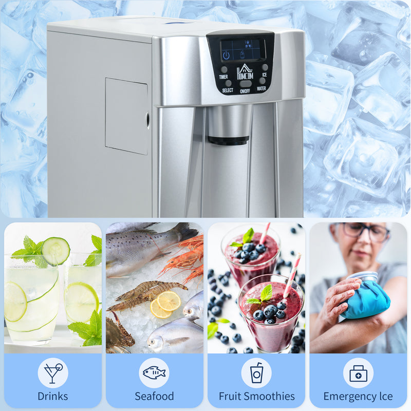 Countertop Ice Maker and Water Dispenser with 3L Tank and Fast Cooling for Home Use Silver
