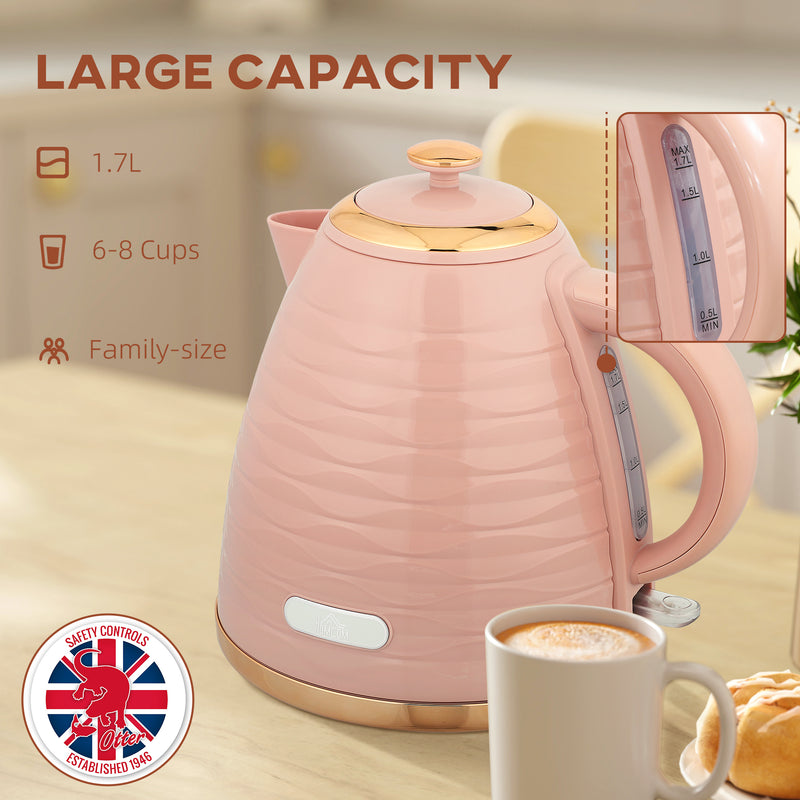3kW Rapid Boil Electric Kettle With Honeycomb Design Ideal For Quick Brews, Pink