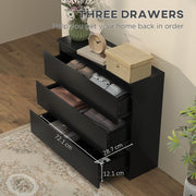 Black 3 Drawer Chest of Drawers Bedroom Storage Unit by HOMCOM