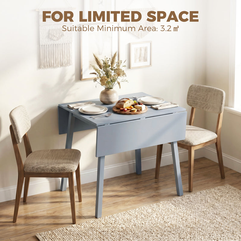 Folding Drop Leaf Dining Table for Small Kitchens Seats 4 Space Saving Pine Wood Grey