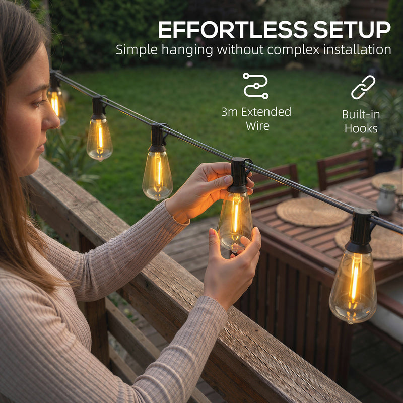 Curtain Lights for Indoor or Outdoor Gatherings with 50 Edison Bulbs Warm White Outsunny