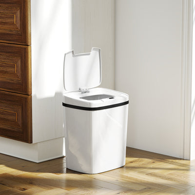 15L Touchless Sensor Bin With Automatic Lid Easy Clean For Kitchen Or Bathroom White AOSOM