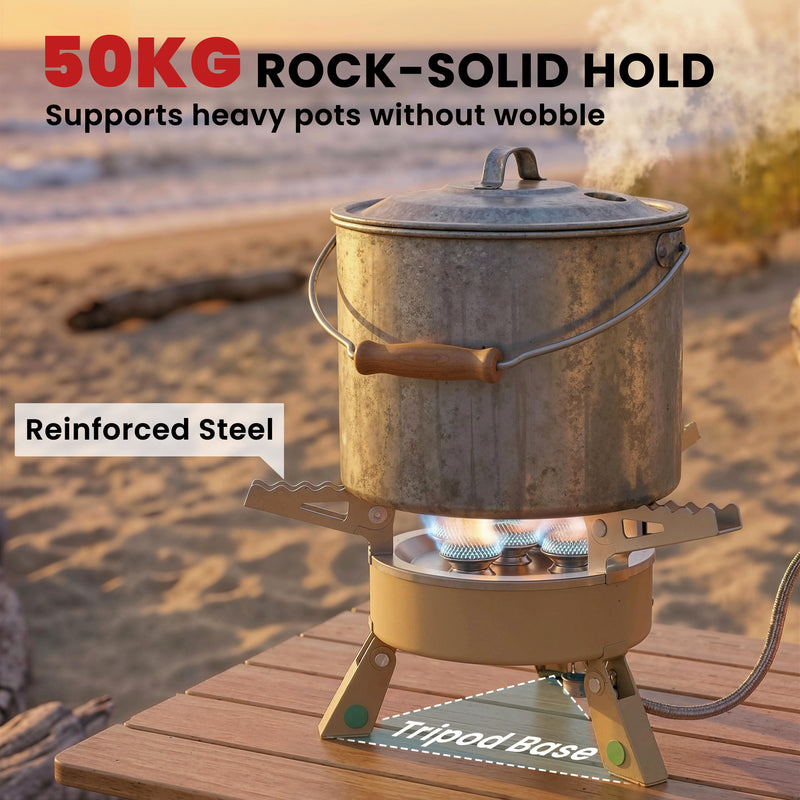 Camping Gas Stove for Fast Outdoor Cooking and Boiling Water Portable Khaki AOSOM