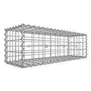 Empty Songmics galvanised steel gabion basket cage seen from the side