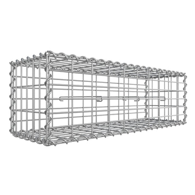 Empty Songmics galvanised steel gabion basket cage seen from the side