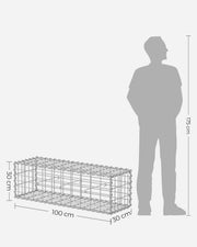 Dimension diagram showing the basket at 100 cm long, 30 cm wide and 30 cm high
