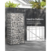 Gabion basket filled with stone showing the anti-bulge spacer hook