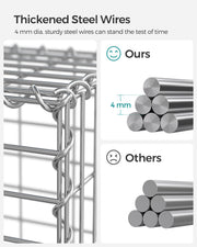 Close-up of the 4 mm thickened galvanised steel wire used in the gabion basket