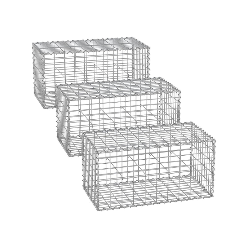 SONGMICS gabion cage baskets, pack of 3, stacked studio shot