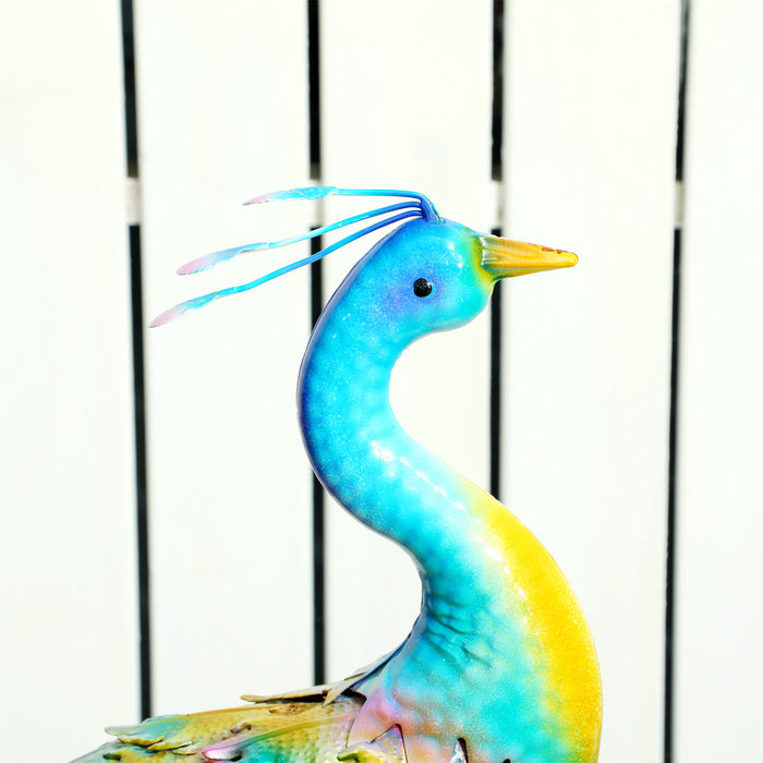 Peacock Garden Statue Metal Ornament with Stakes for Patio and Pond Decoration by Outsunny