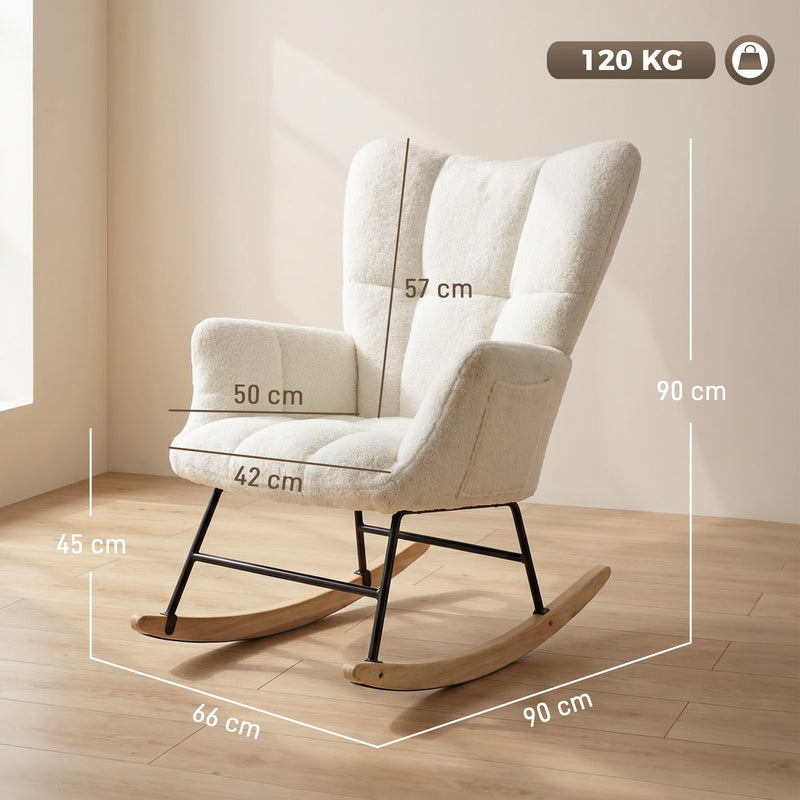 Rocking Chair for Relaxing with Soft Teddy Fleece and Supportive Foam