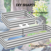 Small planter and large flower bed layouts of the silver galvanised steel raised bed