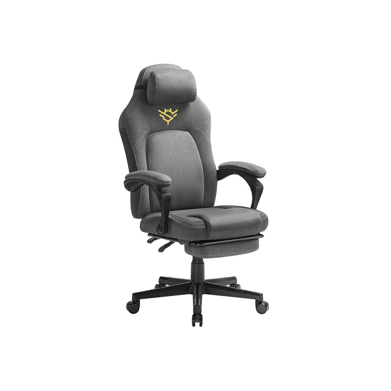 SONGMICS gaming chair with footrest and headrest in dove grey, front view