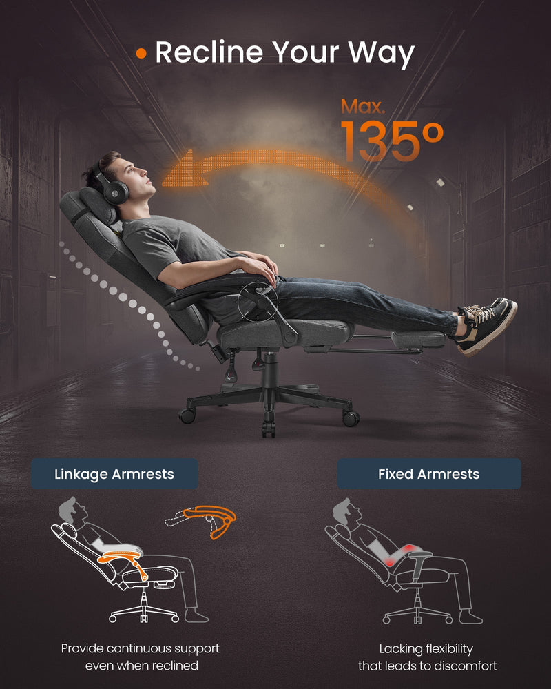 Gaming chair headrest and lumbar cushion detail