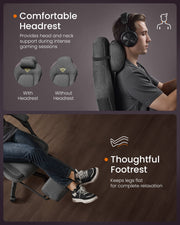 Gaming chair dimensions diagram showing height and width
