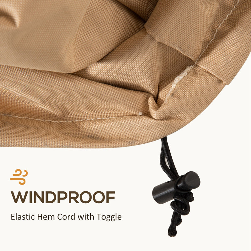 Elastic hem cord with toggle on the windproof edge of the cover