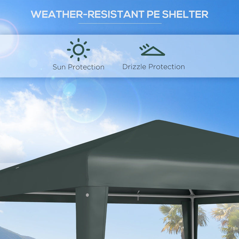 Outsunny Garden Gazebo, 2.7m x 2.7m, Dark Green Outsunny