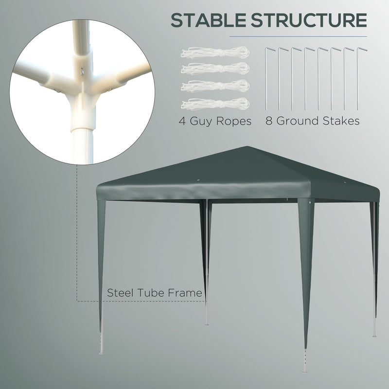 Outsunny Garden Gazebo, 2.7m x 2.7m, Dark Green Outsunny