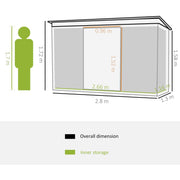 Metric dimension diagram giving 2.8 x 1.3 m overall and 2.66 x 1.16 m inner storage