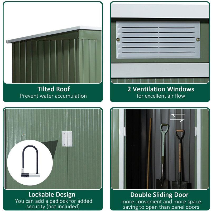 Feature panel covering the pent roof, ventilation windows, padlock point and sliding doors
