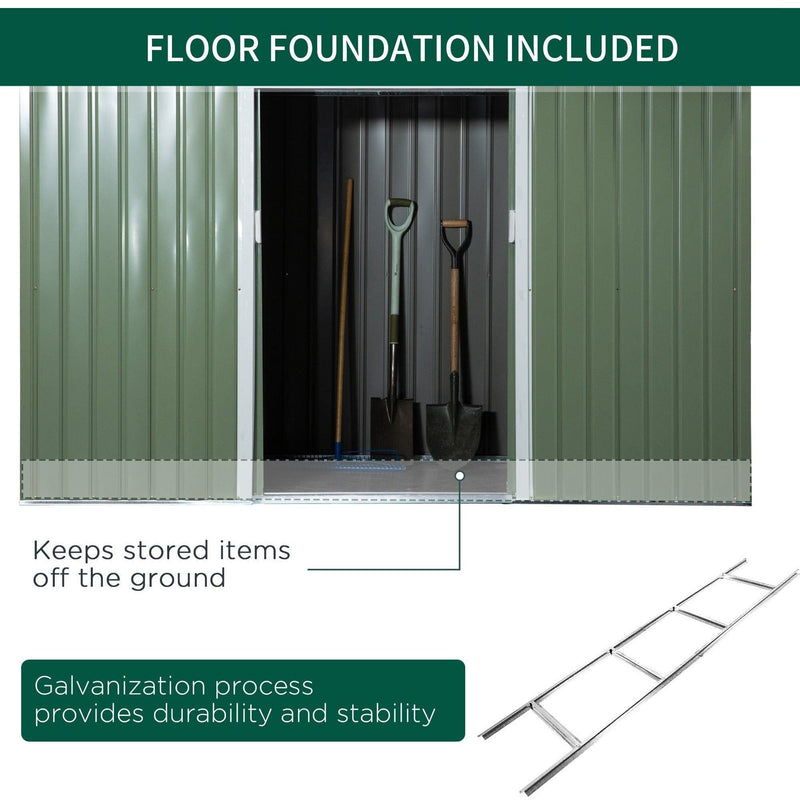 Steel floor foundation frame supplied with the shed to keep contents off the ground