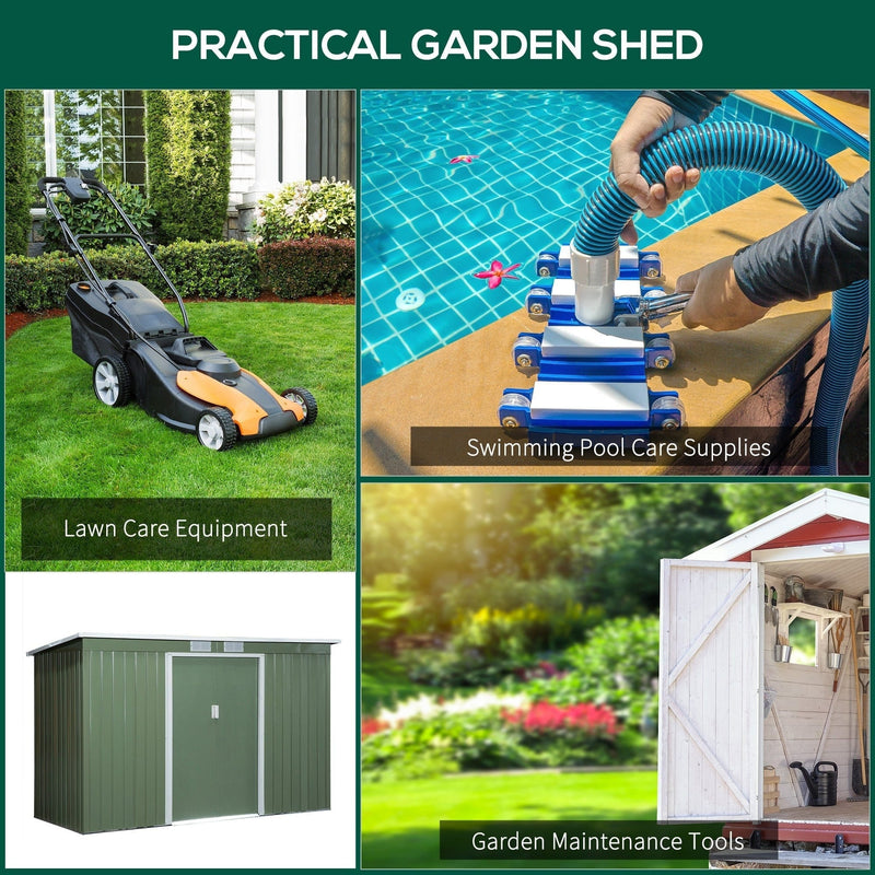Uses collage showing lawn care equipment, pool supplies and garden maintenance tools